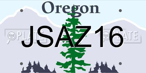 JSAZ16 Oregon License Plate
