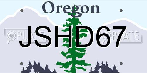 JSHD67 Oregon License Plate