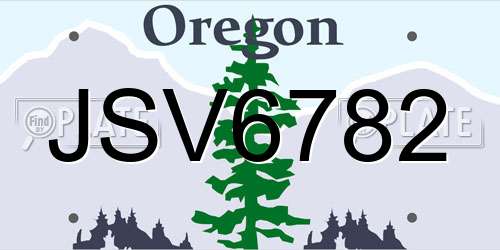 JSV6782 Oregon License Plate