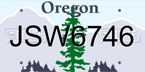 JSW6746 Oregon License Plate