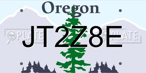 JT2Z8E Oregon License Plate