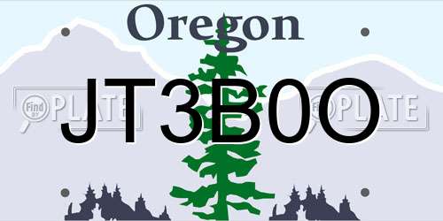 JT3B0O Oregon License Plate