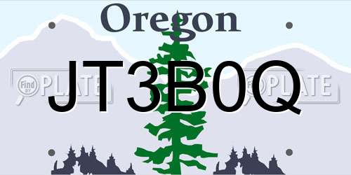 JT3B0Q Oregon License Plate