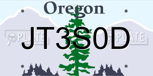 JT3S0D Oregon License Plate