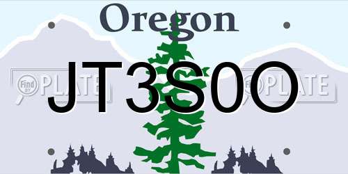 JT3S0O Oregon License Plate