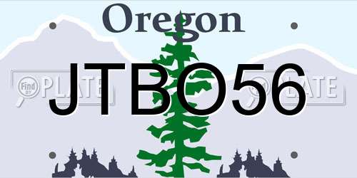 JTBO56 Oregon License Plate