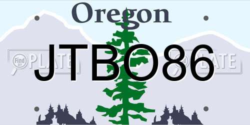 JTBO86 Oregon License Plate