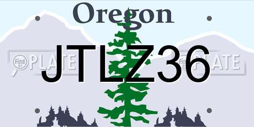 JTLZ36 Oregon License Plate