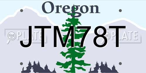 JTM78T Oregon License Plate