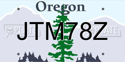 JTM78Z Oregon License Plate
