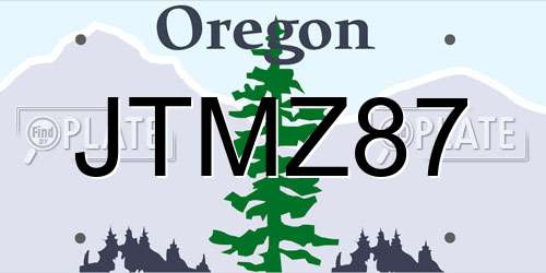 JTMZ87 Oregon License Plate