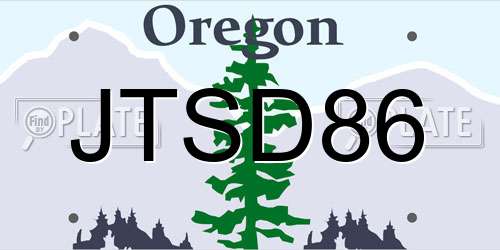 JTSD86 Oregon License Plate