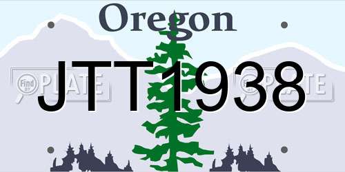 JTT1938 Oregon License Plate