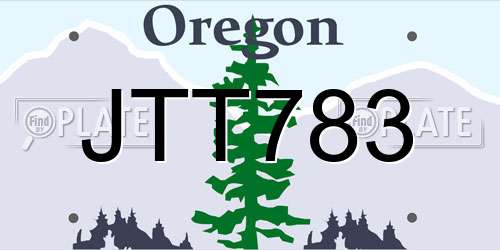 JTT783 Oregon License Plate