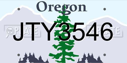 JTY3546 Oregon License Plate
