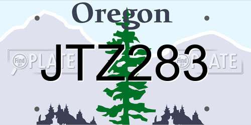 JTZ283 Oregon License Plate