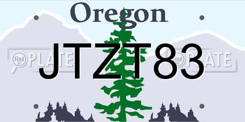 JTZT83 Oregon License Plate