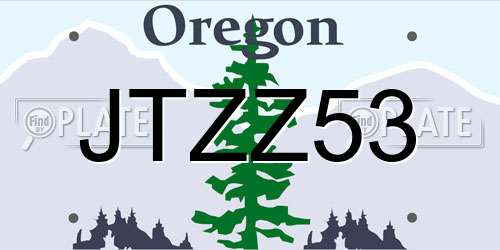 JTZZ53 Oregon License Plate