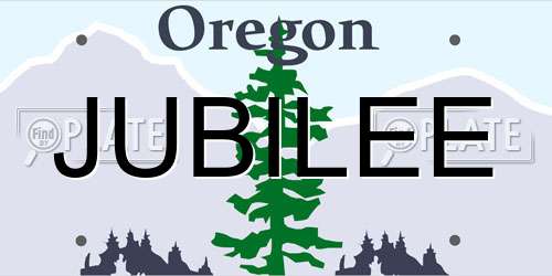 JUBILEE Oregon License Plate