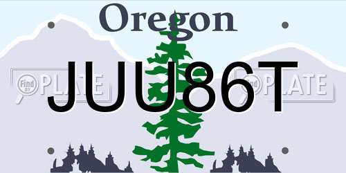 JUU86T Oregon License Plate