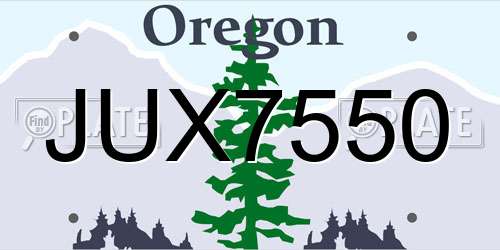 JUX7550 Oregon License Plate