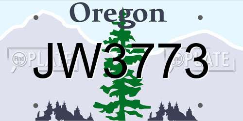 JW3773 Oregon License Plate