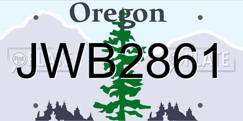 JWB2861 Oregon License Plate