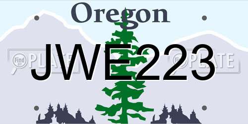 JWE223 Oregon License Plate