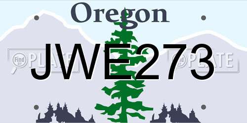 JWE273 Oregon License Plate
