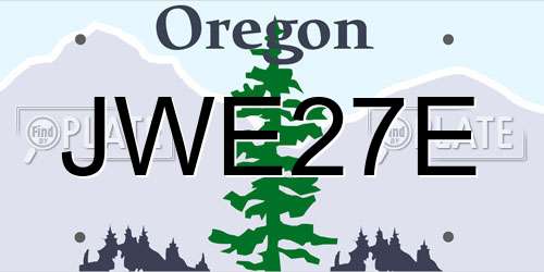 JWE27E Oregon License Plate