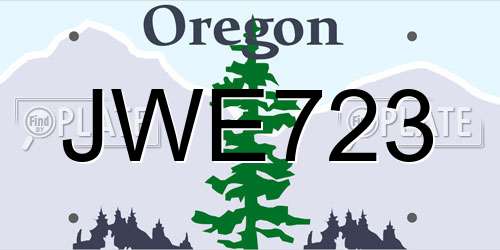 JWE723 Oregon License Plate