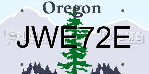 JWE72E Oregon License Plate