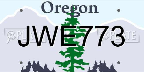 JWE773 Oregon License Plate