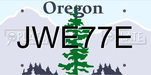 JWE77E Oregon License Plate