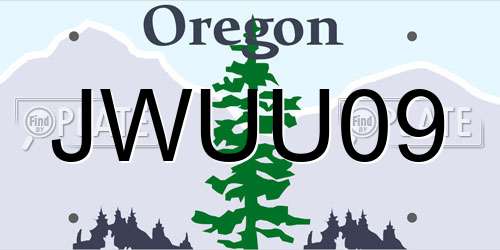 JWUU09 Oregon License Plate