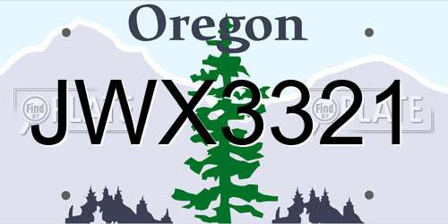 JWX3321 Oregon License Plate