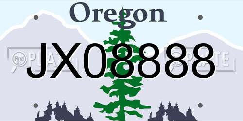 JX08888 Oregon License Plate