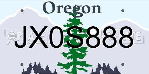 JX0S888 Oregon License Plate