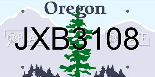 JXB3108 Oregon License Plate