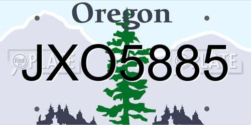 JXO5885 Oregon License Plate