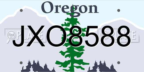 JXO8588 Oregon License Plate