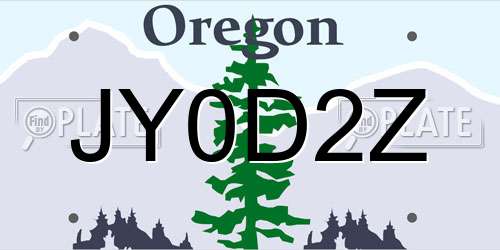 JY0D2Z Oregon License Plate