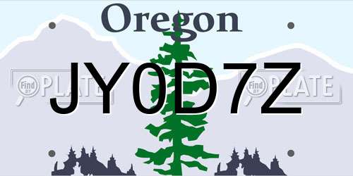 JY0D7Z Oregon License Plate
