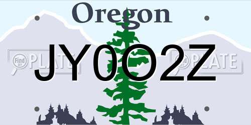 JY0O2Z Oregon License Plate