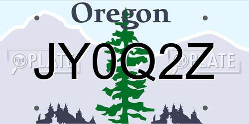 JY0Q2Z Oregon License Plate