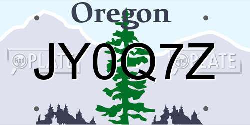 JY0Q7Z Oregon License Plate