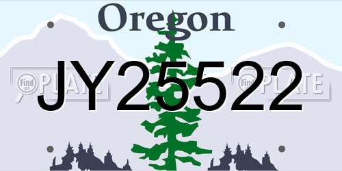 JY25522 Oregon License Plate