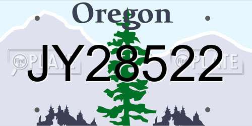 JY28522 Oregon License Plate