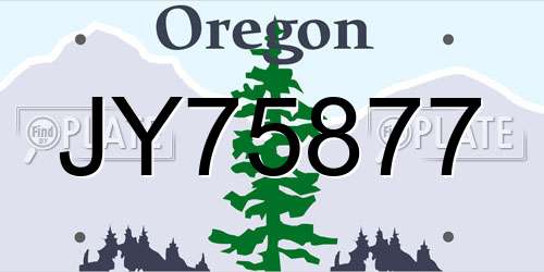 JY75877 Oregon License Plate