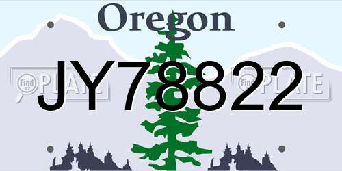 JY78822 Oregon License Plate